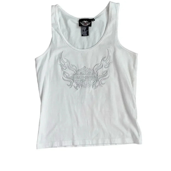 Harley Davidson Woman's White Sleeveless Tank Top Size Medium - Picture 3 of 4